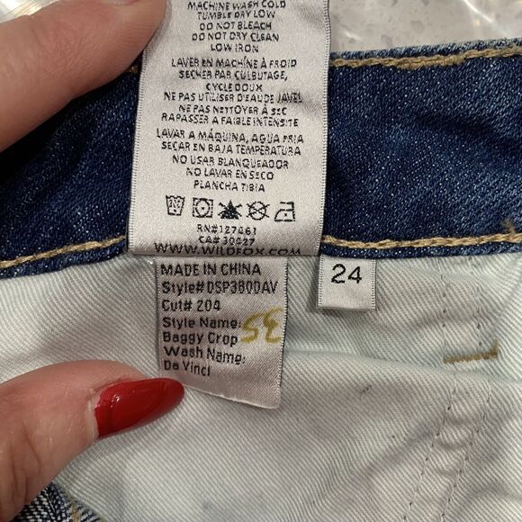 Wildfox Size 24 Baggy Crop Jeans Da Vinci Distressed Paint Splatter Loose Fit - Picture 6 of 8